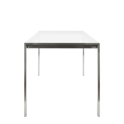 Fuji Modern Dining Table with Glass Top metal frame silver finish on Tampa Home & Garden Store