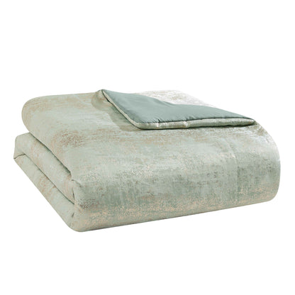 Gold Satin Circle Quilted 7 Piece Comforter Set