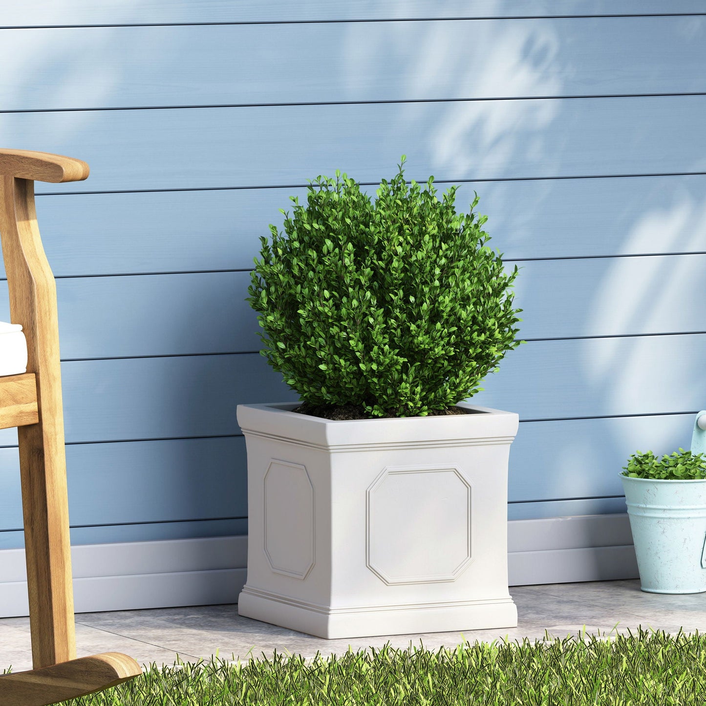 Durable Planter white pot with green topiary, two planters seen by HouseOfZazla on Tampa Home & Garden Store