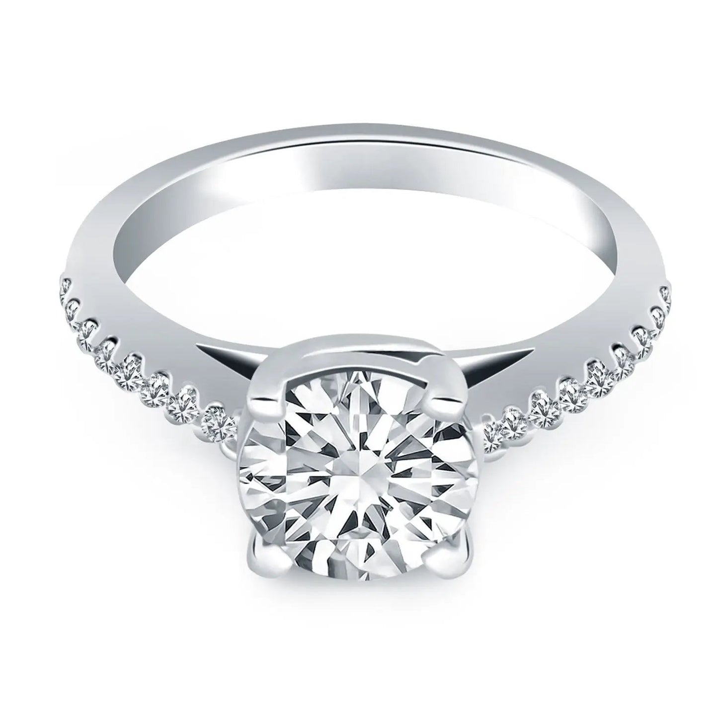 14k white gold trellis engagement ring with center diamond and pave band Bids.com on Tampa Home & Garden Store