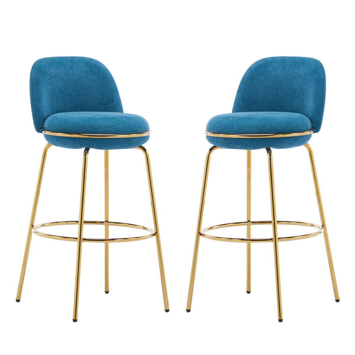 Rio Claro Indoor Upholstered Bar Stools set of 2 in blue fabric with gold legs HouseOfZazla on Tampa Home & Garden Store