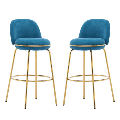 Rio Claro Indoor Upholstered Bar Stools set of 2 in blue fabric with gold legs HouseOfZazla on Tampa Home & Garden Store