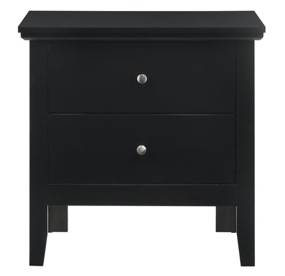 English Dovetailed Drawers Nightstand in black with nickel hardware, two-drawer accent table on Tampa Home & Garden Store