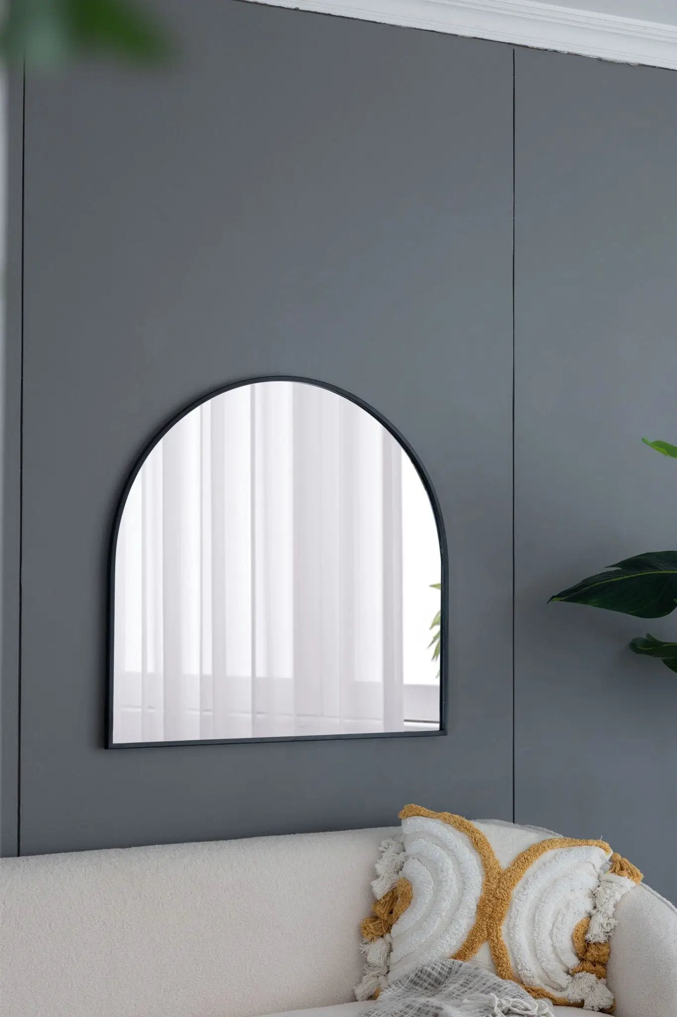 Arched Wall Mirror With Metal Frame Living Room