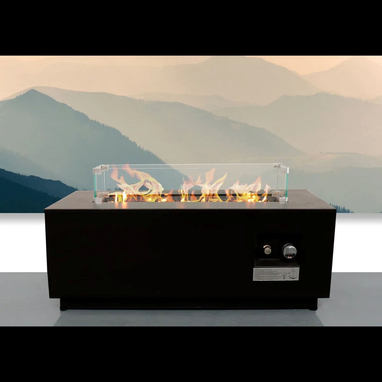 Modern Outdoor Fire Pit Table With Glass Cover