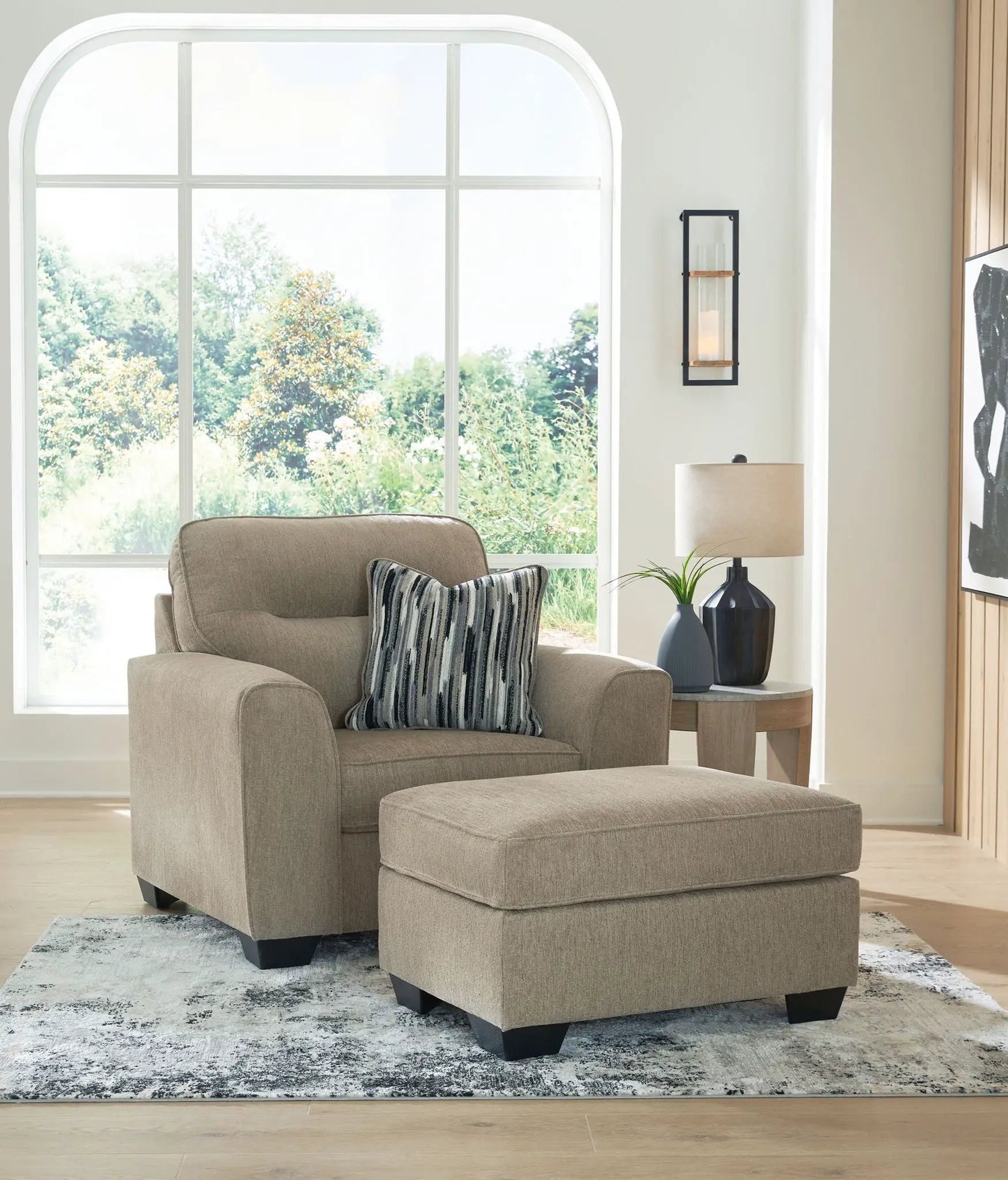 Olten stationary chair & ottoman set in beige fabric, 2-piece by Unique Piece Furniture on Tampa Home & Garden Store