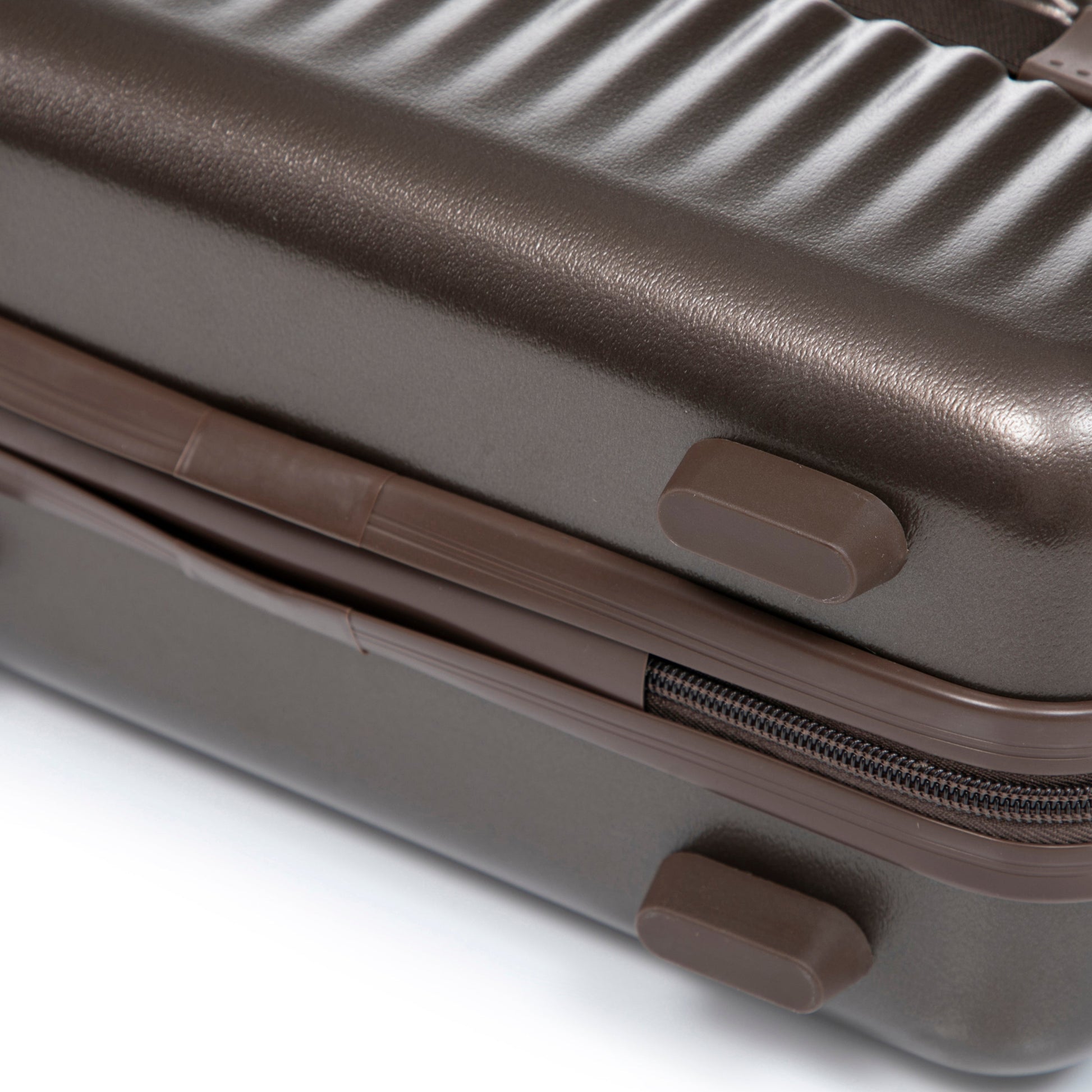 Brown ABS luggage set interior close-up with zipper tracks by HouseOfZazla on Tampa Home & Garden Store