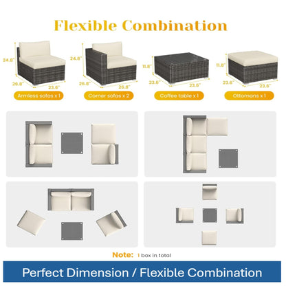 Modern Patio Set with Coffee Table in dark wicker by HouseOfZazla sofa x1, corner sofas x2 on Tampa Home & Garden Store