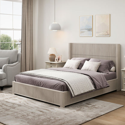 Modern Platform Bed Frame with Tall Headboard