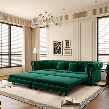 Green Chesterfield Velvet Sofa and the Bed