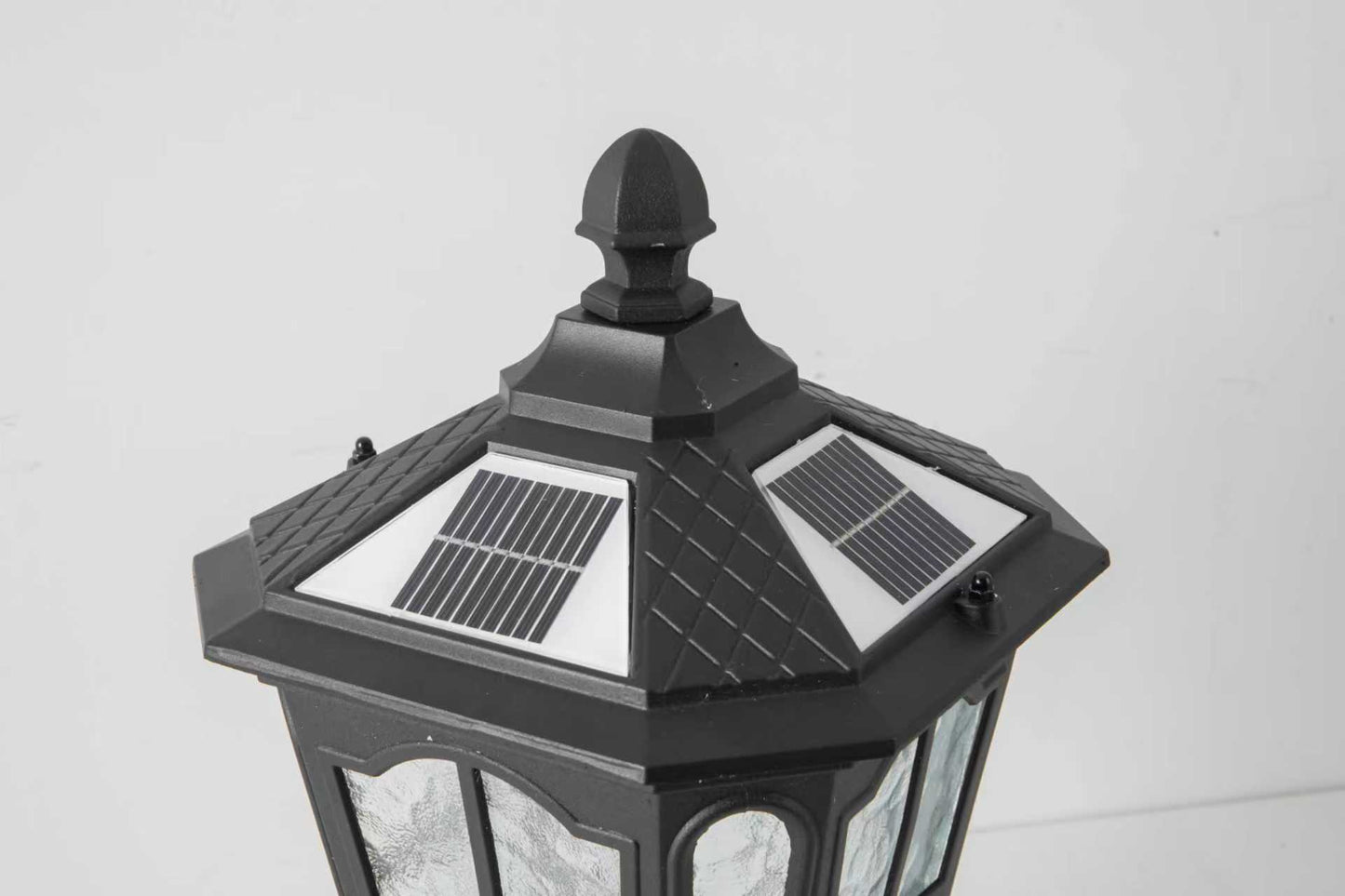 Garden post light black aluminum outdoor lantern with solar panels HouseOfZazla on Tampa Home & Garden Store