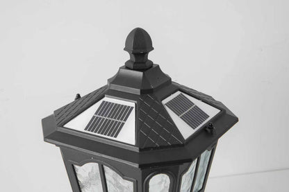 Garden post light black aluminum outdoor lantern with solar panels HouseOfZazla on Tampa Home & Garden Store