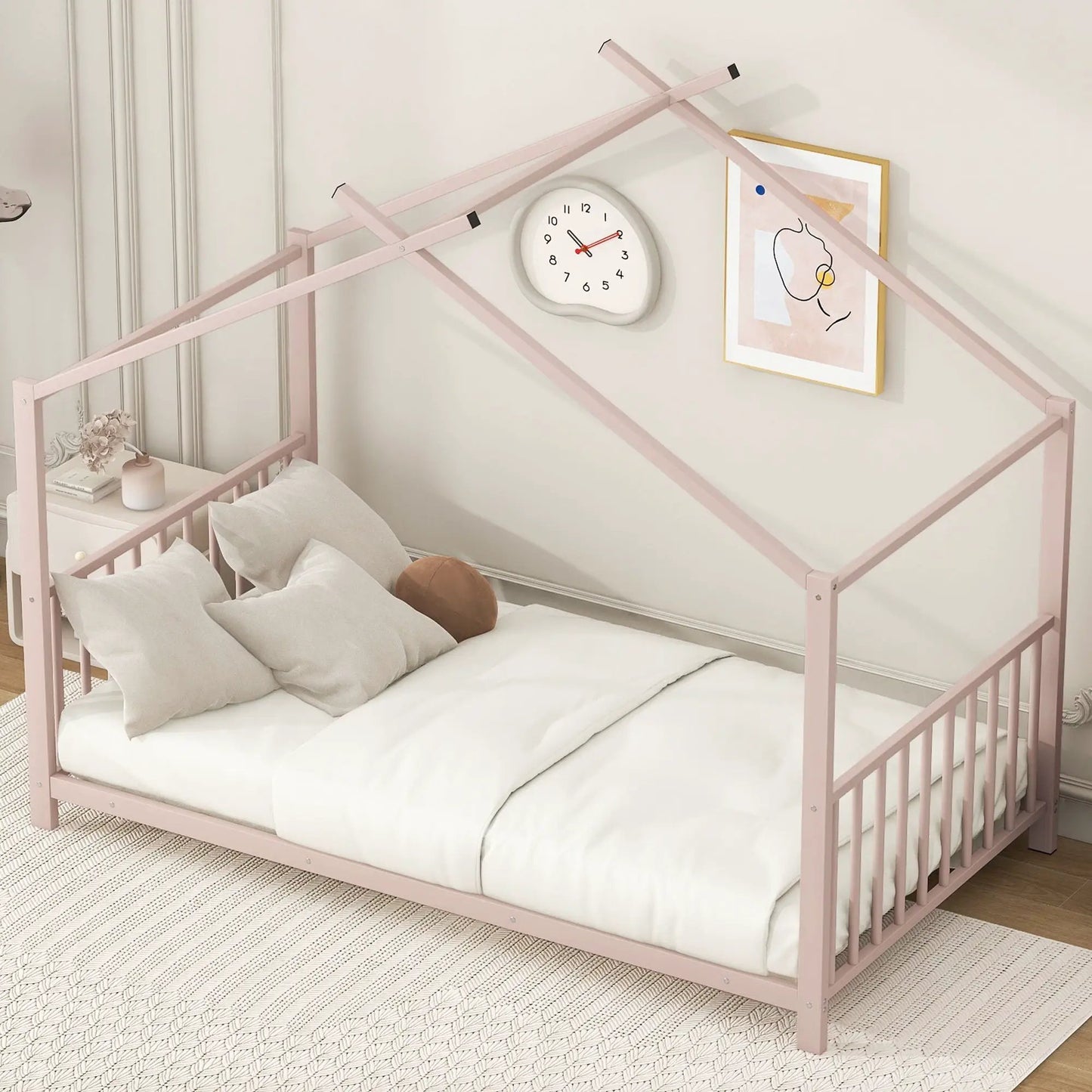 Metal canopy bed pink frame by Unique Piece Furniture with modern, durable metal construction on Tampa Home & Garden Store