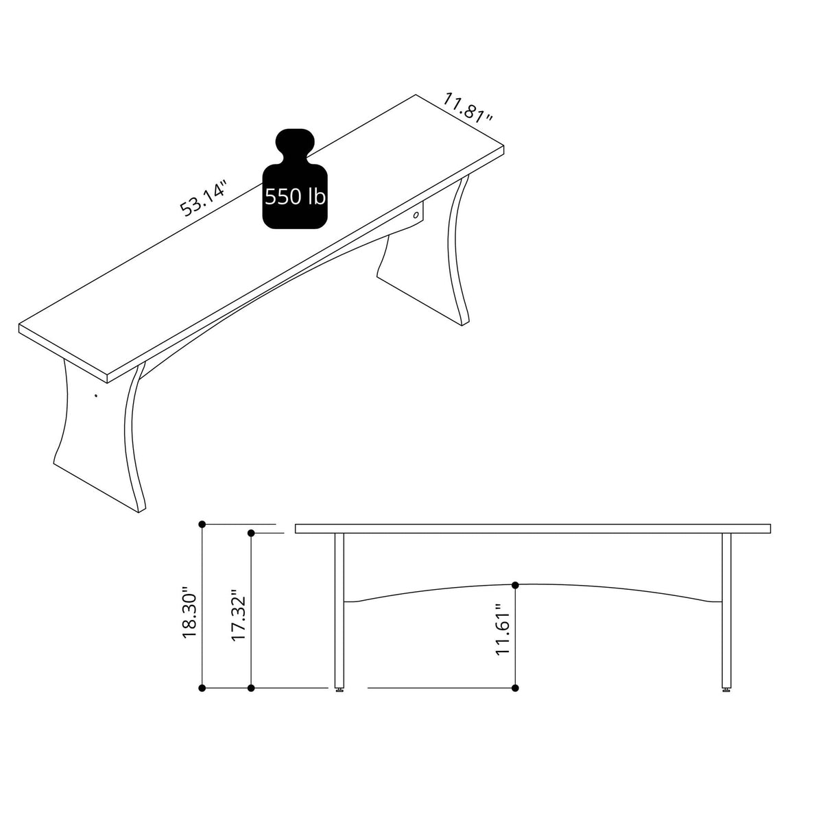 Mid-Century Modern dining bench set of 2 with painted white or dark gray finish on Tampa Home & Garden Store