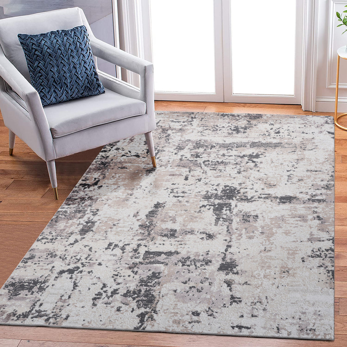 Payas Collection 7.9x10 Rug with Modern Style in gray/charcoal abstract pattern, by HouseOfZazla on Tampa Home & Garden Store