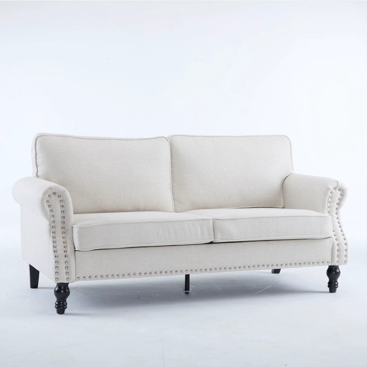 Rolled Arm Sofa with Nailhead Trim wooden legs Unique Piece Furniture Sofa on Tampa Home & Garden Store