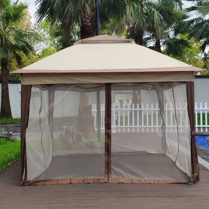 Outdoor Steel Gazebo With Mesh Nets and Canopy