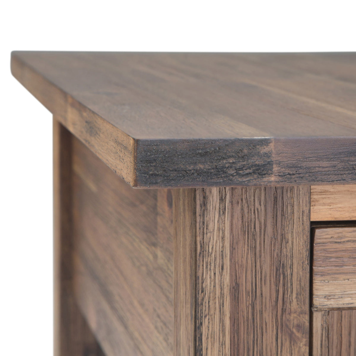Monroe solid acacia side table with dark wood top and visible grain on Tampa Home & Garden Store