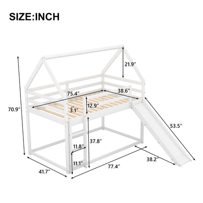 House Shape bunk bed with slide and ladder by HouseOfZazla white frame for kids on Tampa Home & Garden Store