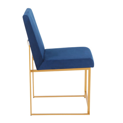 Blue upholstered high-back dining chair with gold metal legs, HouseOfZazla, multiple colors on Tampa Home & Garden Store