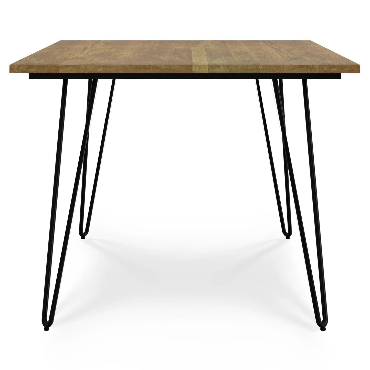 Hunter Handcrafted Dining Table with warm wood finish and black metal hairpin legs on Tampa Home & Garden Store