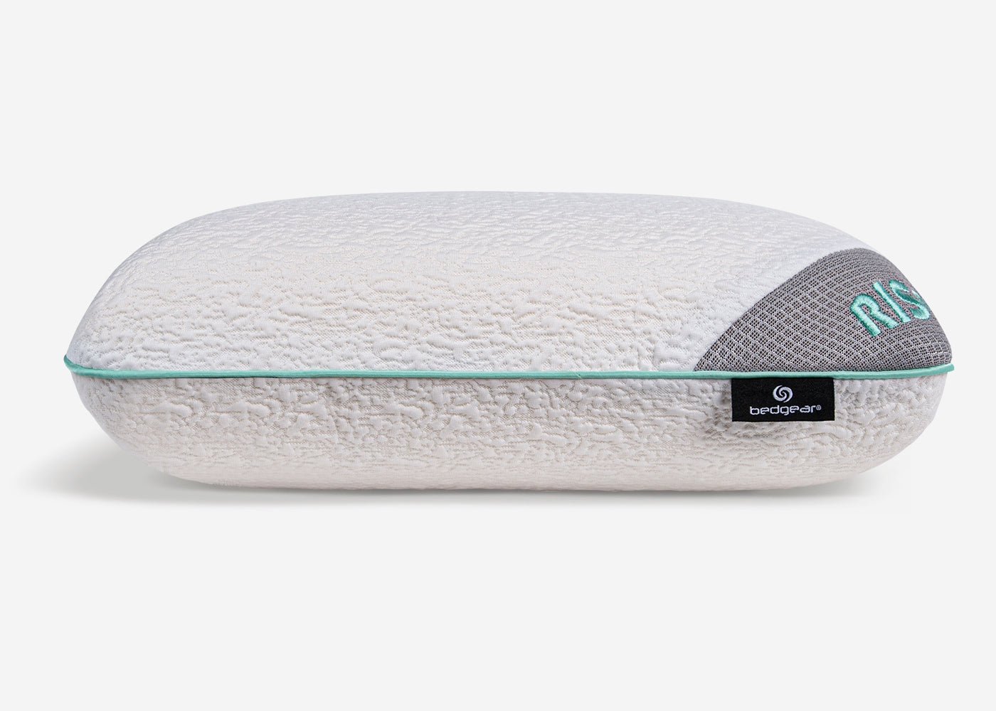 BedGear Rise Multiposition Pillow backrest cream textured cover teal piping gray mesh panel on Tampa Home & Garden Store
