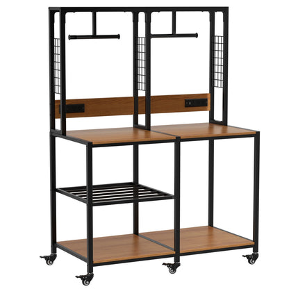 Double 3D printer stand with dual frames, black metal, wood tops, caster wheels, filament storage on Tampa Home & Garden Store