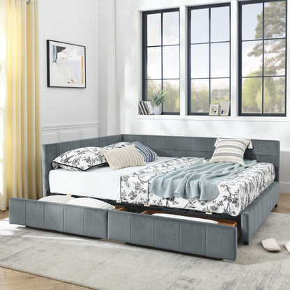 Mid Century Storage Upholstered Tufted Bed Frame