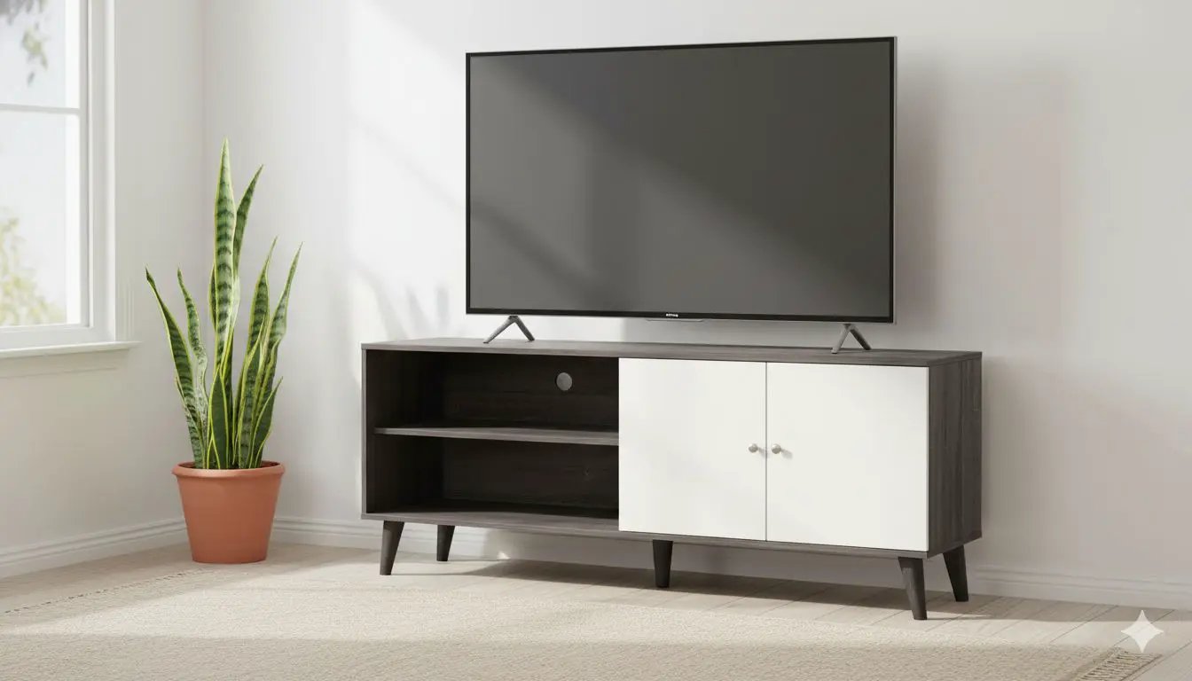 Amidon TV Stand With Storage Shelves and Cabinet