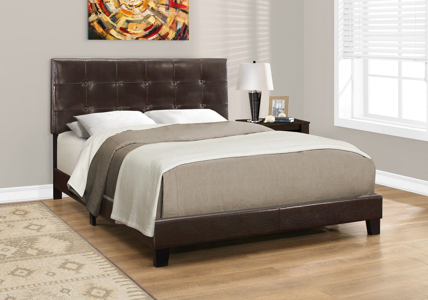Transitional Upholstered Bed Frame and Headboard
