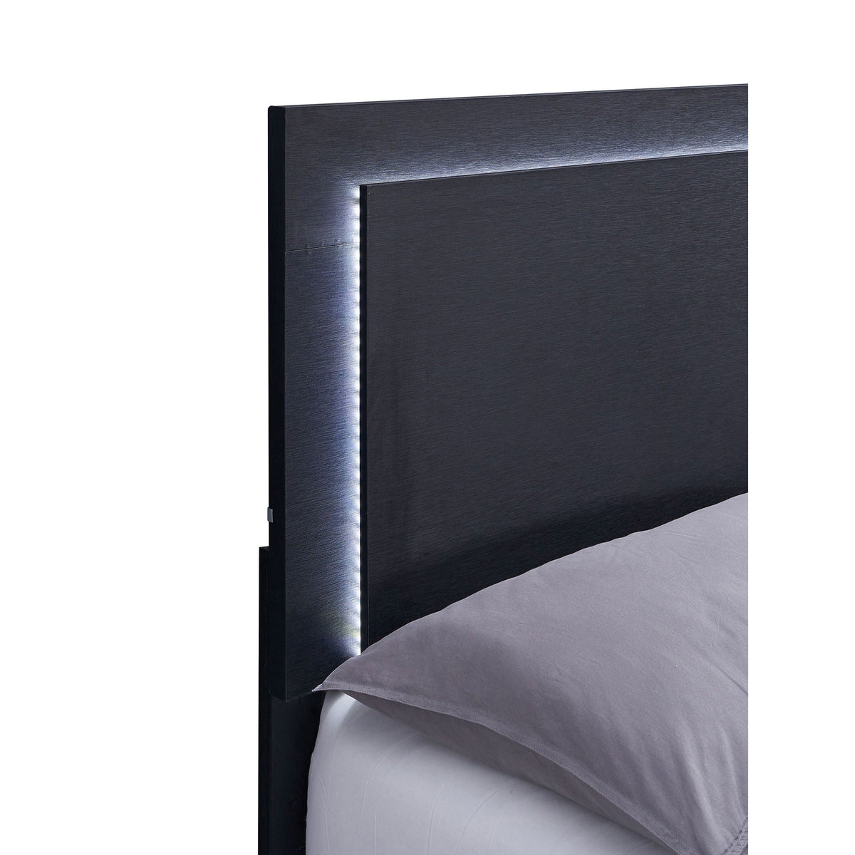 Medici Eastern King LED Headboard Bed, black panel bed by HouseOfZazla with LED edge lighting on Tampa Home & Garden Store