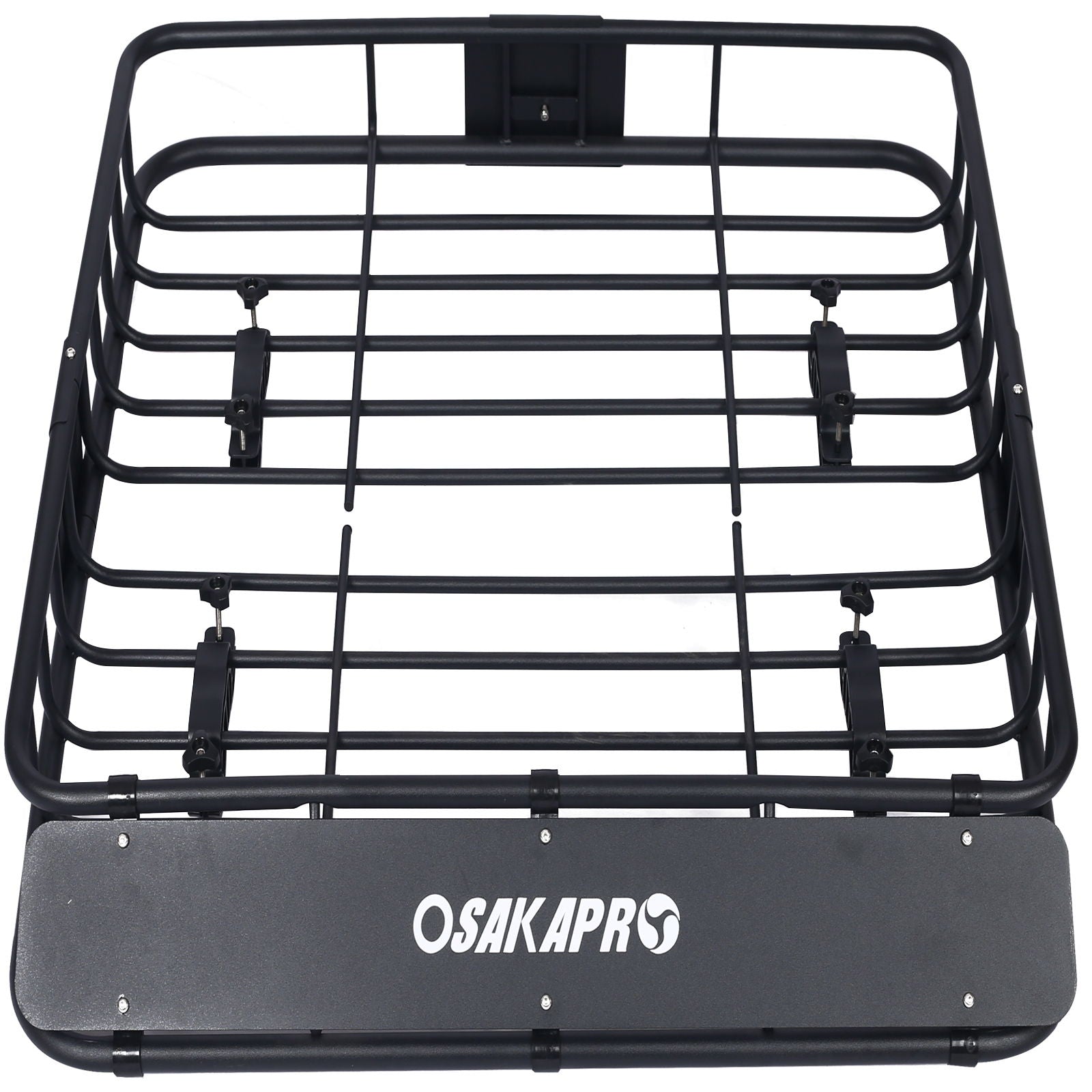 Motoring rooftop cargo basket, steel, black, universal fit roof rack with Osakapr logo on front on Tampa Home & Garden Store