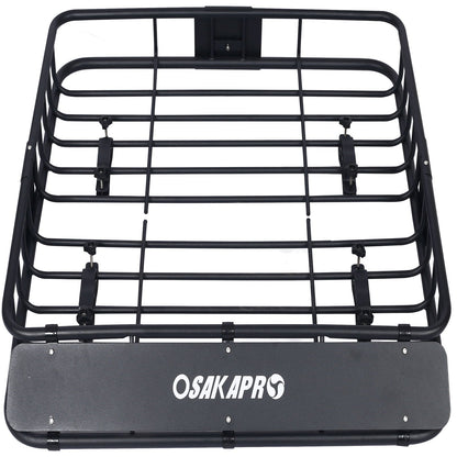 Motoring rooftop cargo basket, steel, black, universal fit roof rack with Osakapr logo on front on Tampa Home & Garden Store