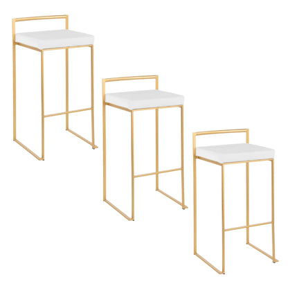 Fuji barstool set of 3 with gold frames and white cushions by Unique Piece Furniture on Tampa Home & Garden Store