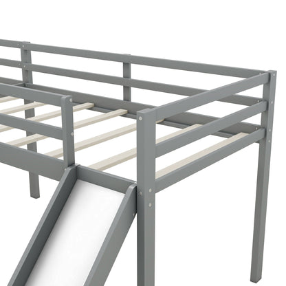 L-shaped gray loft bed frame with guard rails and wooden slats by HouseOfZazla on Tampa Home & Garden Store