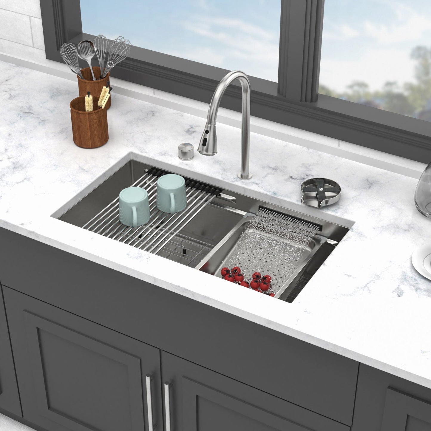 Undermount Workstation Sink and Faucet Set