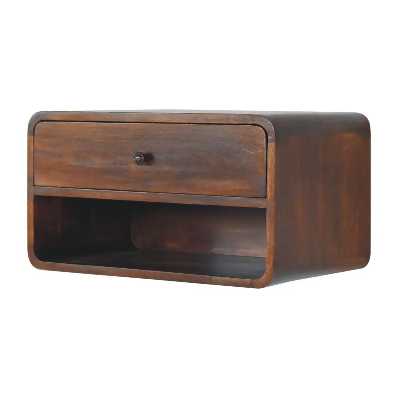 Curve Upper Slot Floating Nightstand with Drawer