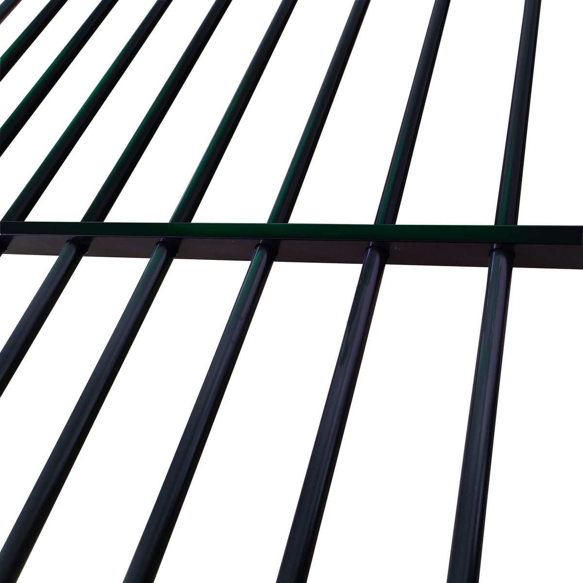 Triple Bunk Bed black metal frame slats close up on Tampa Home & Garden Store