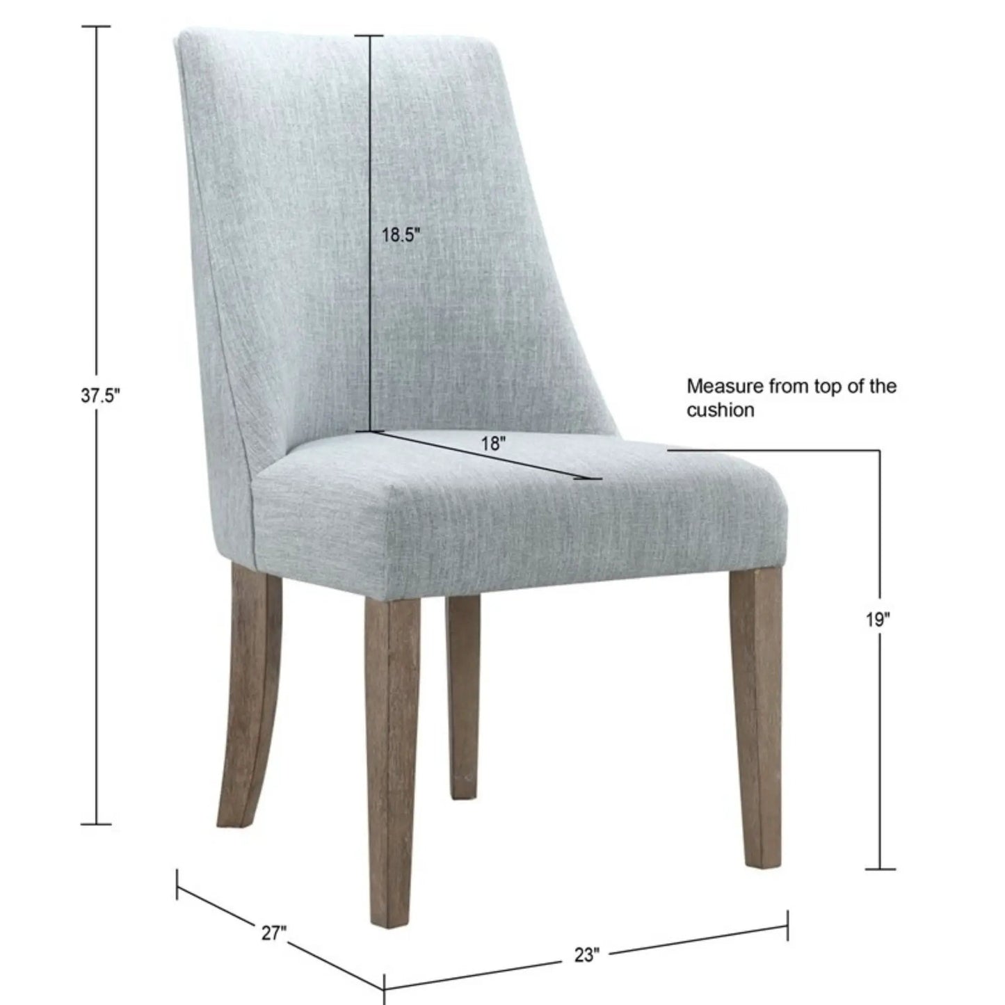 Comfortable upholstered dining chair set of 2 in gray fabric with wooden legs Unique Piece Furniture on Tampa Home & Garden Store