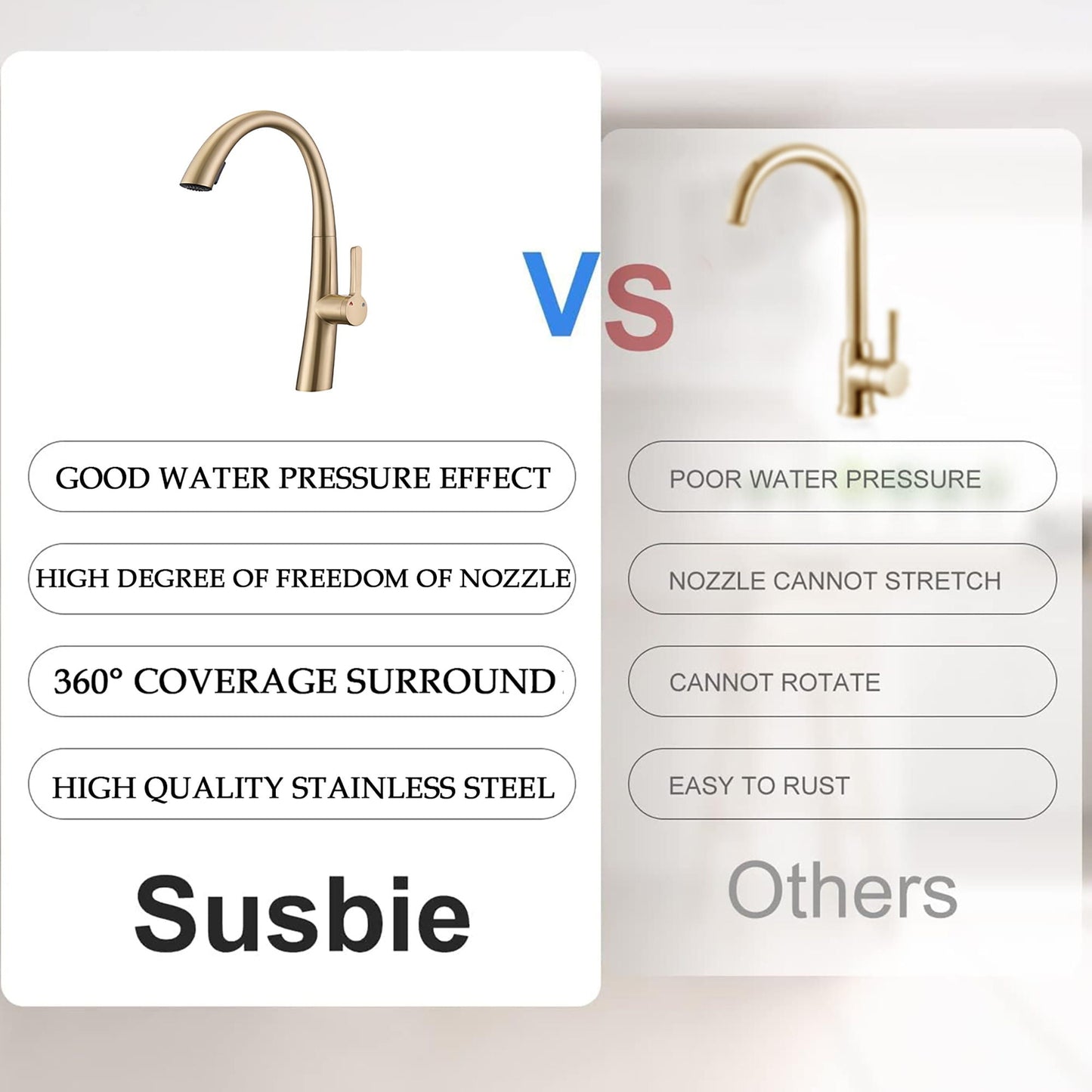 Single Handle And Stainless Steel Kitchen Faucet