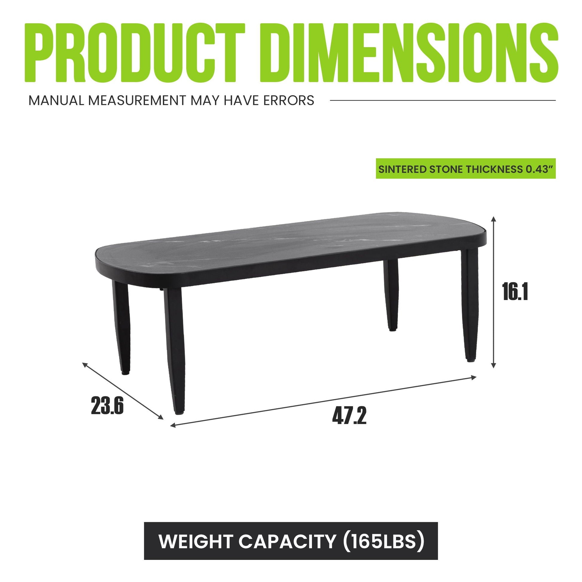 Outdoor Elegance Table by HouseOfZazla, rounded corners, black sintered stone top on Tampa Home & Garden Store