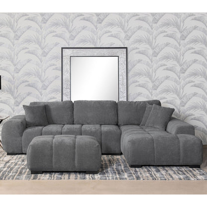 Plather Sectional Chaise Sofa in dark gray fabric, L-shaped modular with cushy cushions on Tampa Home & Garden Store