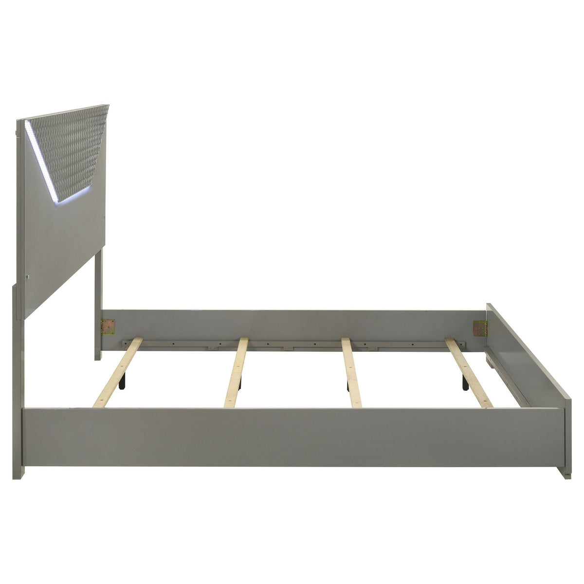 Pierce panel bed with LED headboard in gray metal frame HouseOfZazla on Tampa Home & Garden Store