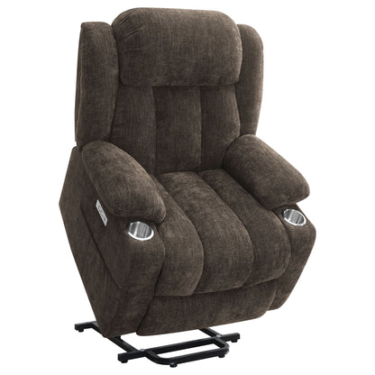 Beca power lift recliner in brown textured fabric with cupholders by HouseOfZazla on Tampa Home & Garden Store