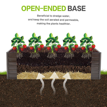 8x4x2 ft woodgrain galvanized raised garden bed set with strawberry plants in rich soil on Tampa Home & Garden Store