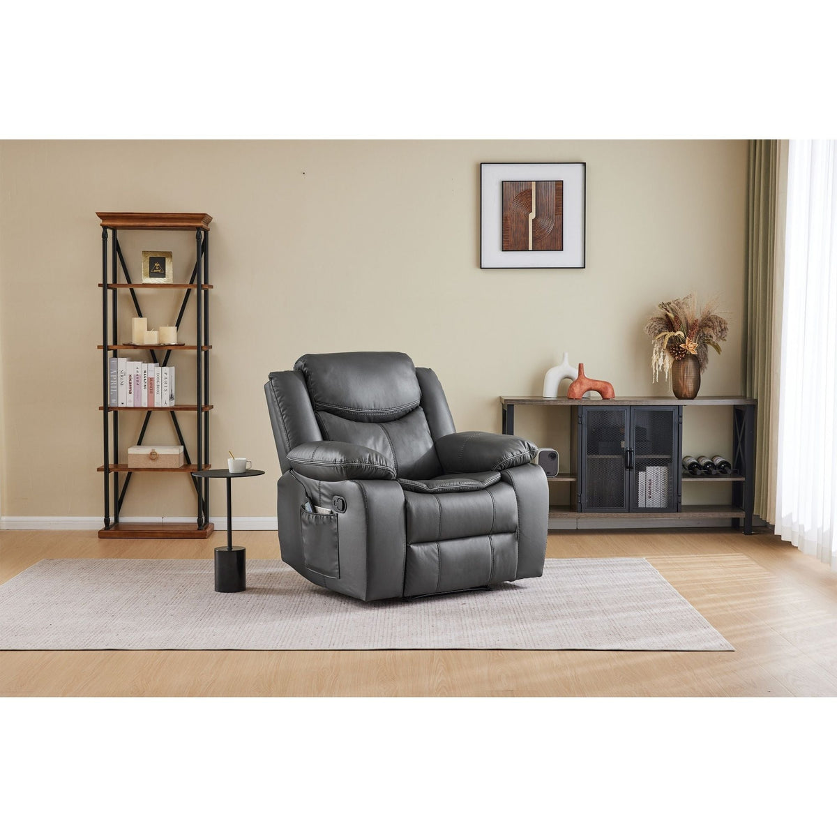 Gray Heating and Vibration Recliner Chair