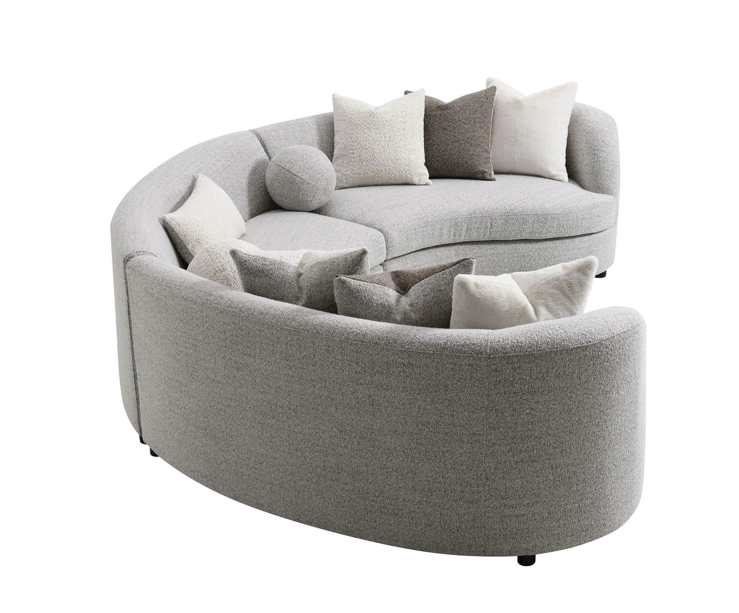 Ivria Boucle Sectional Sofa Gray with 9 pillows, stationary sectional by Unique Piece Furniture on Tampa Home & Garden Store