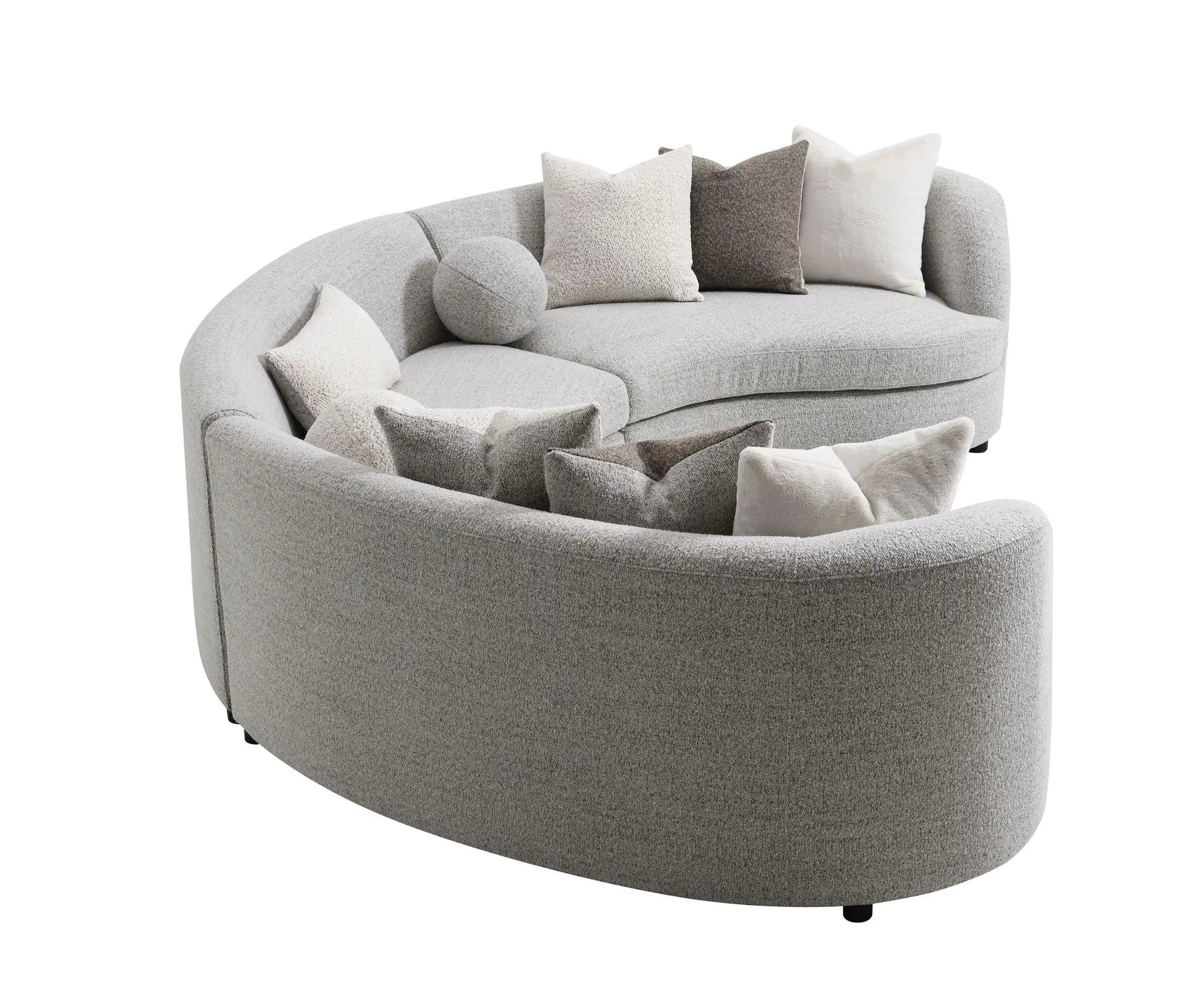 Ivria Boucle Sectional Sofa Gray with 9 pillows, stationary sectional by Unique Piece Furniture on Tampa Home & Garden Store