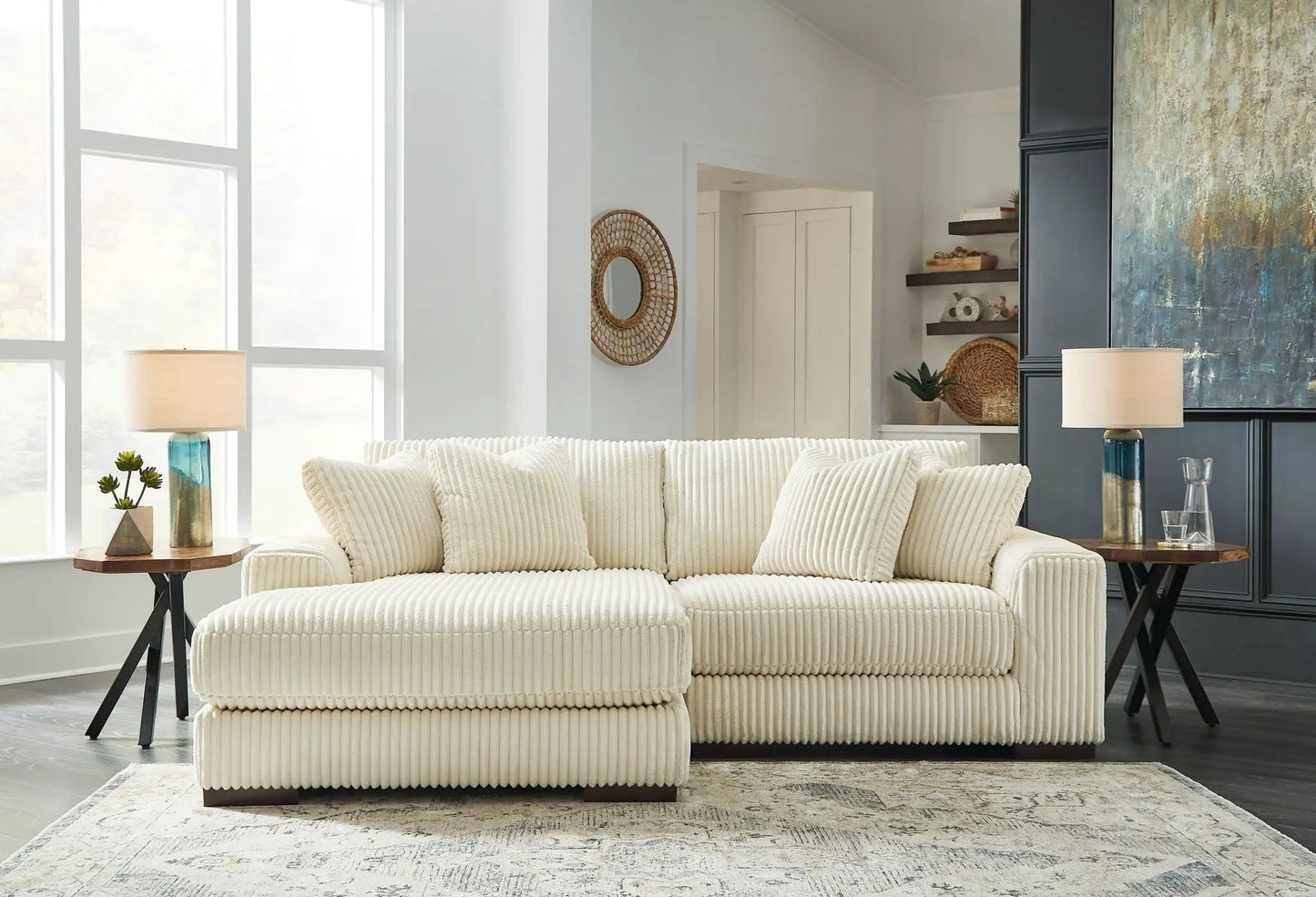 Lindyn Sectional Sofa with Cord Upholstery