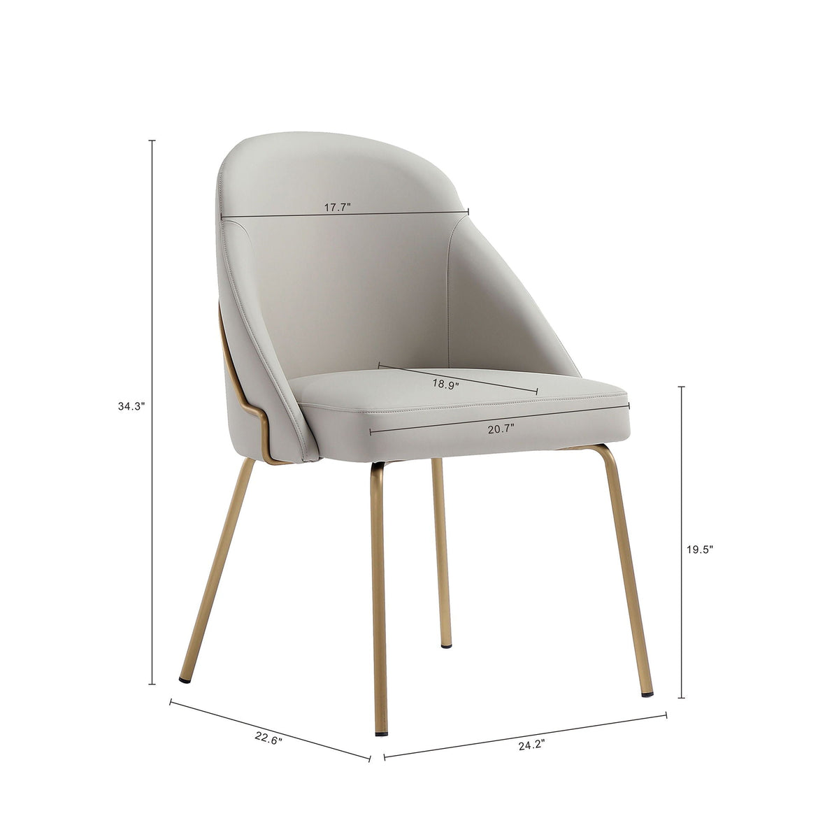 HouseOfZazla upholstered dining chair with foam in beige gray or white, gold legs on Tampa Home & Garden Store